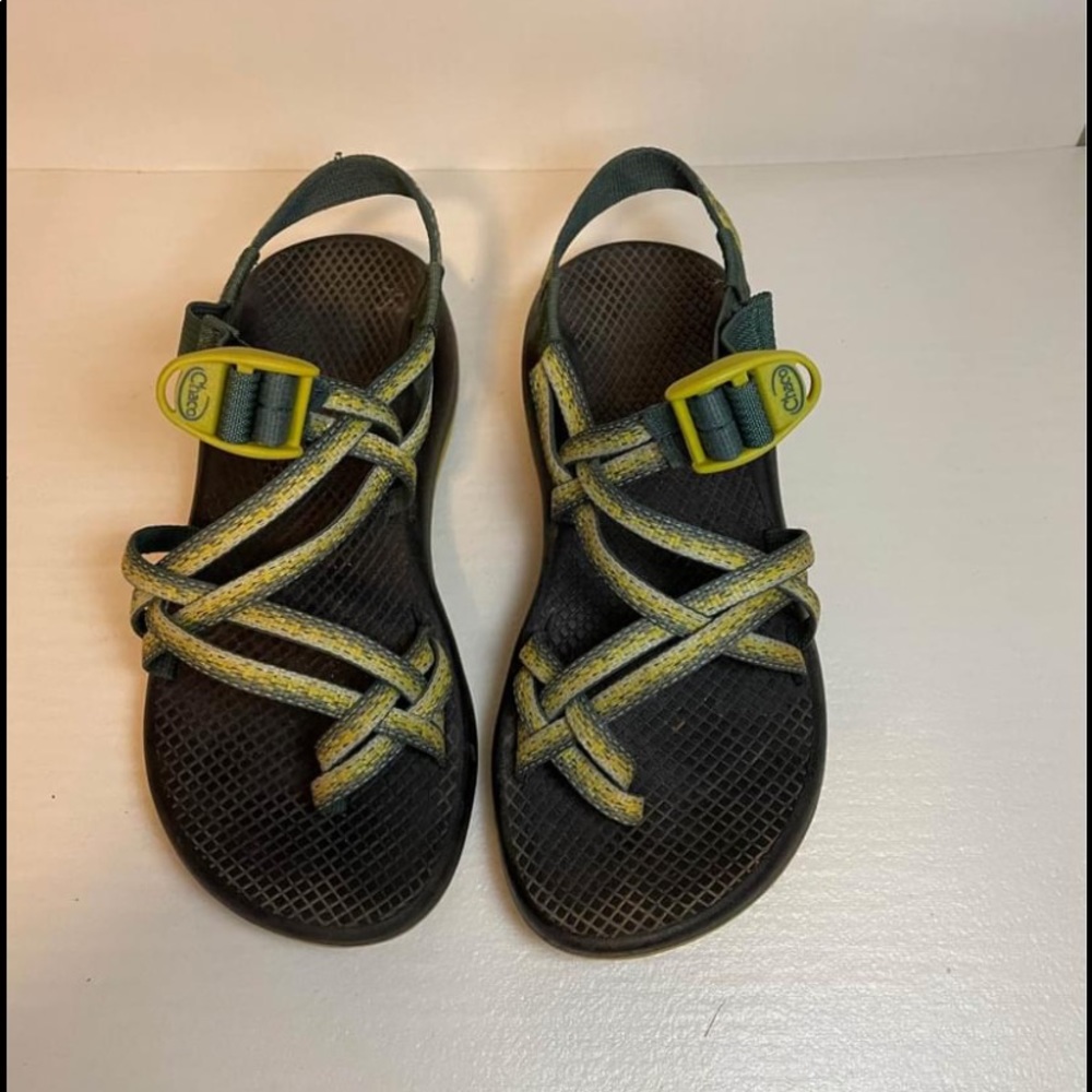 Women’s green and yellow chaco sandals. Size 8. Used but in good shape